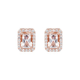 Emerald cut cubic zirconia stone Rose Gold Necklace Set - silvermark